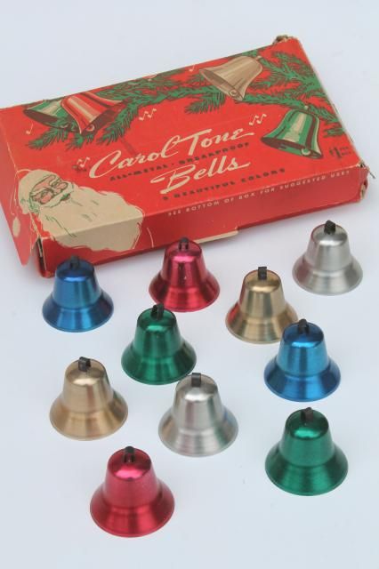 50s vintage Christmas bell ornaments, anodized colored aluminum ... Christmas Bell Ornaments, Retro Christmas Decorations, Mid Century Christmas, Christmas Bell, Bell Ornaments, Christmas Party Games, Old Christmas, Old Fashioned Christmas, 50s Vintage