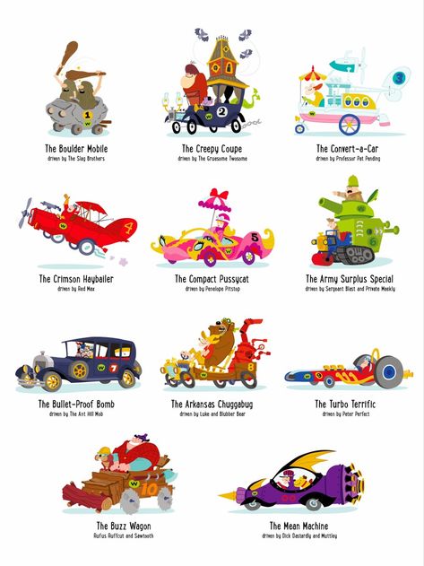 Wacky Races, Cartoon Cars, Hanna Barbera Cartoons, Morning Cartoon, Classic Cartoon Characters, Saturday Morning Cartoons, Old Tv Shows, Kids Tv, Hanna Barbera