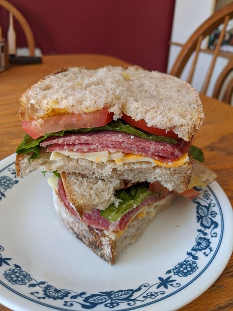 [Homemade] Salami sandwich on homemade sourdough. #food #foods Egg Salami Breakfast, Italian Salami Sandwich, Salami Eggs Breakfast, Salami Toasted Sandwich, Salami Egg Sandwich, Homemade Salami, Salami Sandwich, Avocado Sandwich, Homemade Sourdough