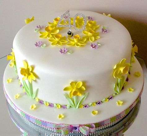 Daffodil cake Daffodil Cake, 80 Birthday, Fairy Cupcakes, 80 Birthday Cake, Easter Bunny Cake, Cupcakes Decorados, Cake Pop Sticks, Spring Cake, 50th Birthday Cake