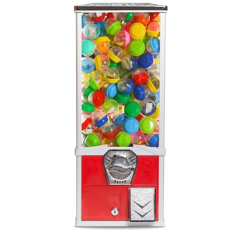 Capsule vending machine is capable of vending 2 inch capsules, 45 - 49 mm bouncy balls and 2" gumballs. Bulk vending machine maximum capacity is 195 pcs Quarter vending machine accepts US or Canadian quarter coins. To make a purchase, insert two quarter coins in each slot simultaneously and make a spin of this commercial vending machine This prize machine have a metal lid and base, shatter-resistant polycarbonate square globe. Toy vending machine features two vandal-resistant keys & locks Capsule Vending Machine, Installations Ideas, Small Vending Machine, Toy Vending Machine, Bookshelf Quilt, Market Setup, Vending Machines For Sale, Dream Classroom, Nostalgic Vibes