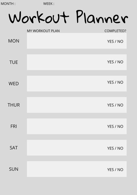 PRINTABLE WORKOUT PLANNER TEMPLATE Workout Routine Template, Workout Template Free Printable, Workout Planner Printable Free, Mom Planner Printables Free, Workout Planner Template, Goal Planner Printable Free, Study Planner Printable Free, Workout Plan Template, 7 Day Workout