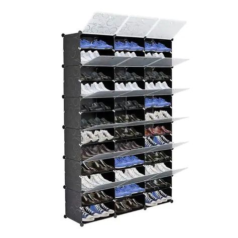 Portable Shoe Rack Organizer 66-72 Pair Tower Shelf Storage Cabinet - 12-tiers - On Sale - Bed Bath & Beyond - 35474849 Tower Shelf, Bookcase Closet, Shoe Rack Organizer, Modular Cabinets, Toy Storage Solutions, Shoe Rack With Shelf, Shoe Rack Organization, Storage Cabinet Shelves, Plastic Shoes