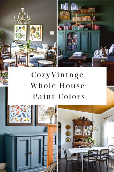 Grab a list of cozy vintage interior paint colors for your whole home here. These fresh color selections for 2020 will add deep, warmth, style and patina to your new or old home. They are bold colors with a worn feel, perfect for layering your vintage style, farmhouse style or cozy eclectic style on top of. #2020paintcolors #interiorpaintselection #sherwinwilliams #bestsherwinwilliamscolors #cozyhome Vintage Paint Colors, Cottage Paint Colors, Cozy Eclectic, Cheap Bedroom Decor, Old Home, Quirky Home Decor, Room Paint Colors, Fresh Color, Interior Paint Colors