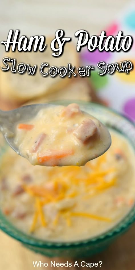 Crockpot Soup Potato, Ham Soup Crockpot, Potato Slow Cooker, Potato And Ham Soup, Leftover Ham Recipes Crockpot, Crockpot Ham And Potatoes, Ham Recipes Crockpot, Ham Soup Recipes, Slow Cooker Potato Soup