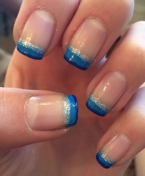 Blue Nail Tip Designs, Nail Tip Designs French, Nails For Toes, Baby Shower Nails Boy, Blue French Nails, Baby Shower Nails, Wedding April, Royal Blue Nails, Nail Tip Designs