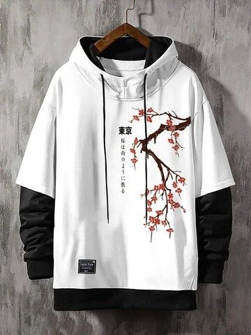 Japanese Cherry Blossoms, Stylish Hoodies, Men Stylish Dress, Elegante Casual, Men's Casual Style, Cool Outfits For Men, New Chic, Anime Hoodie, Winter Hoodies