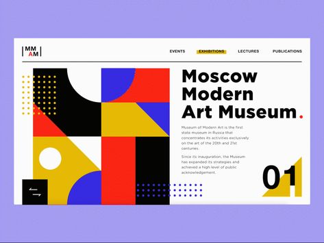 Modern Museum Design, Pop Art Web Design, Bauhaus Website Design, Pop Art Website, Museum Web Design, Bauhaus Web Design, Geometric Web Design, Bauhaus Composition, Museum Website Design