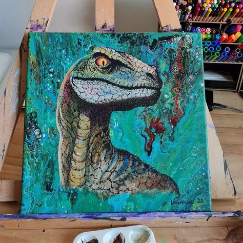 Trex Dinosaur Painting, Paintings Of Dinosaurs, Dinasour Watercolor Painting, Acrylic Painting Dinosaur, Dinosaur Painting Acrylic Easy, Jurassic Park Painting Canvas, Oil Pastel Dinosaur, Dino Painting Ideas, Painting Ideas Dinosaur