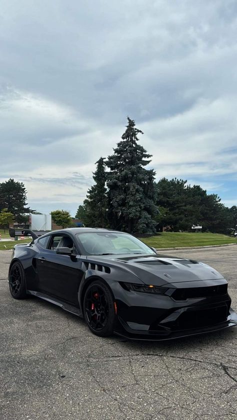 Black Mustang Aesthetic Wallpaper, Dark Horse Mustang, Blacked Out Mustang, Modded Mustang, Matte Black Mustang, Black Mustang Horse, Mustang Modified, Black Mustang Gt, Blacked Out Cars