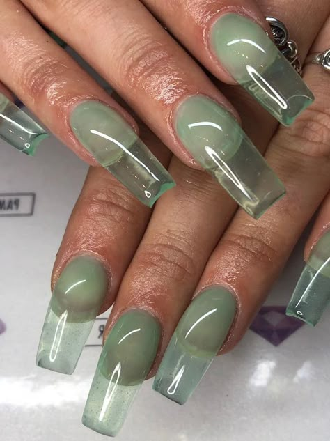 Square Nails Green, Green Jelly, Fremont California, Nails Dip, Gel Nails At Home, Lovely Nails, Nails Green, Nail Brush, Vacation Nails