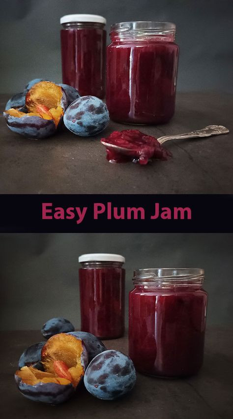 Easy Plum Jam. Plums, recipe easy, jam, recipe homemade, how to make, easy, canning/preserving, recipe. Italian Plum Jam, Italian Plum Jam Recipe, Plum Recipes Easy, Sugar Plum Jam, Plum Recipe, Canning Plums, Diy Condiments, Easy Jam Recipe, Plum Preserves