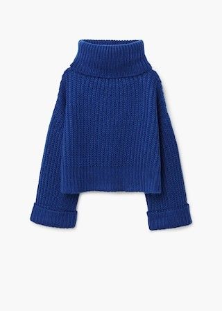 Oversized Knit Sweaters, Sweater Leggings Outfit, Thick Knit Sweater, Sweaters Blue, Blue Turtleneck, Knitwear Collection, Black Leggings Outfit, Turtleneck Sweaters, Oversize Sweater