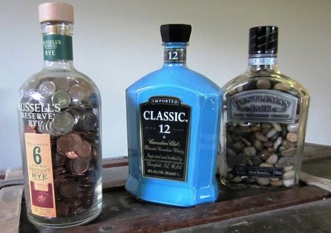 Cool Craft Ideas For Adults - Whiskey Bottles Liquor Bottles Aesthetic, Empty Alcohol Bottle Crafts, Liquor Bottles Crafts, Whiskey Bottle Crafts, Repurposed Bottles, Empty Liquor Bottles, Beer Bottle Crafts, Alcohol Bottle Crafts, Extra Cash Ideas