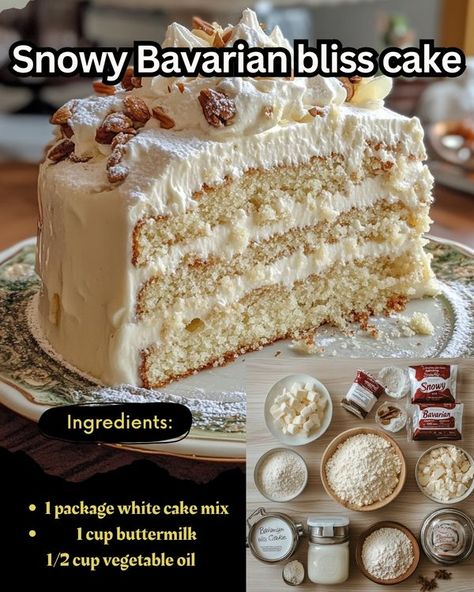 Snowy Bavarian Bliss Cake Recipe, High Altitude Baking, White Cake Mixes, The Rocky Mountains, High Altitude, White Cake, Cake Ingredients, Egg Whites, Test Kitchen