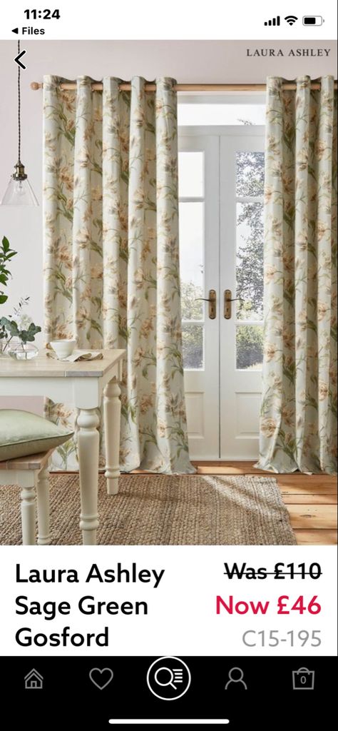 Floral Print Curtains, Sage Color Palette, Natural Curtains, Print Curtains, Floral Bedroom, Curtain Headings, Eyelet Curtains, Types Of Curtains, Curtains Width