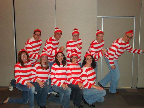 where's waldo costume Where's Waldo Group Costume, Wheres Waldo Group Costumes, Wheres Waldo Family Costumes, Where’s Waldo Costume College, Where’s Waldo Costume For Women, Wheres Waldo Halloween Costume, Where's Waldo Costume, Halloween Softball, Tour Costumes