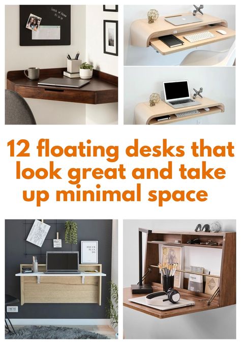 12 wall desks that are perfect solutions for small spaces. Features fold-down desks, corner desks and secretary desks, etc. Computer Desk For Small Bedroom, Desk In A Small Bedroom, Corner Desk In Bedroom Small Spaces, How To Fit A Desk In A Small Bedroom, Desk Ideas For Small Spaces Living Room, Small Wall Desk Ideas, Narrow Desks For Small Spaces, Computer Desk Ideas For Small Spaces, Home Office Small Space Corner