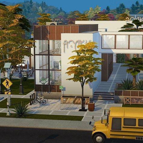 Copperdale Modern High School | Patreon Modern High School, The Sims 4 Lots, Sims 4 Cc Folder, The Sims 4 Download, School Building, Sims 4 Build, Sims 4 Houses, Boarding School, Sims House