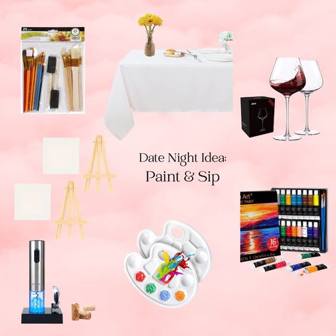 products 🔗 on post or in bio on page date night ideas, date night, wine and paint, date night in, paint and sip, paint, fun activities, romantic ideas, fun date night, date night essentials, date night supplies, wine glasses, paint supplies, gift ideas, date night inspo, couples, couples inspo, alphabet dating, affordable date night, affordable date night ideas, Paint And Sip Date, Paint Date Night, Alphabet Dating, Artist Party, Romantic Ideas, Wine Painting, Sip N Paint, Date Night Ideas, Relationship Psychology