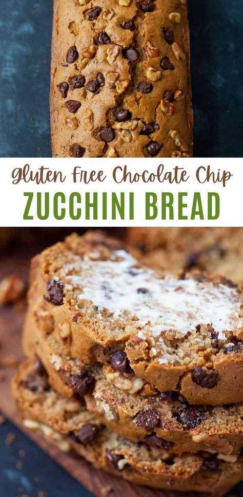 Healthy Zucchini Bread Recipes, Dairy Free Zucchini Bread, Healthy Zucchini Bread, Gluten Free Zucchini Bread, Zucchini Bread Healthy, Chocolate Chip Zucchini Bread, Celiac Recipes, Recipes Banana, Zucchini Banana Bread