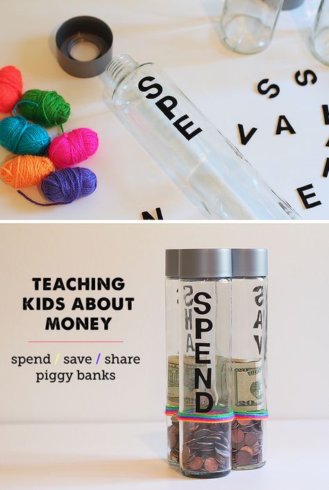 A great project for introducing money concepts to kids - including saving and giving. Kid Chores, Teaching Kids Money, Messy Kids, Routine Ideas, Getting Ready For Baby, Teaching Techniques, Kids Money, Hanging Artwork, Diy Money