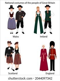 England Clothes, New Year London, Scottish Costume, Scottish Clothing, Ireland Scotland, National Clothes, Silhouette People, England National, England Flag