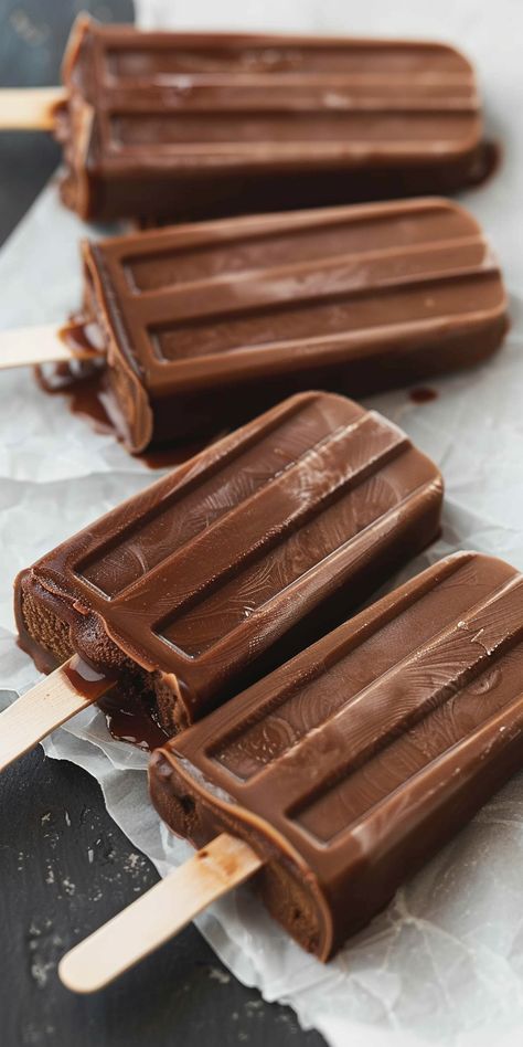 Fudge Popsicles [15 Minutes] - Chasety Popsicle Chocolate, Fudge Popsicles, Homemade Coffee Creamer Recipe, Healthy Popsicle Recipes, Chocolate Popsicles, Cream Poster, Homemade Coffee Creamer, Brown Food, Coffee Creamer Recipe