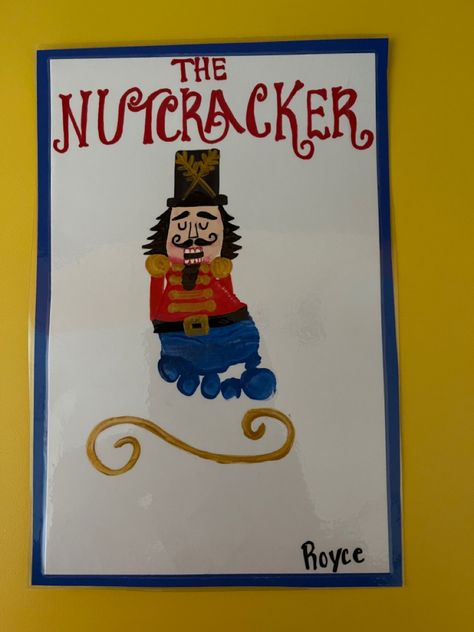 Nutcracker Footprint Art, Nutcracker Handprint, Nativity Handprint Art, Christmas Footprint Art For Infants, Nutcracker Crafts For Kids, Christmas Handprint Art Kids, Christmas Crafts For Infants, Footprint Christmas Crafts, Christmas Footprint Art