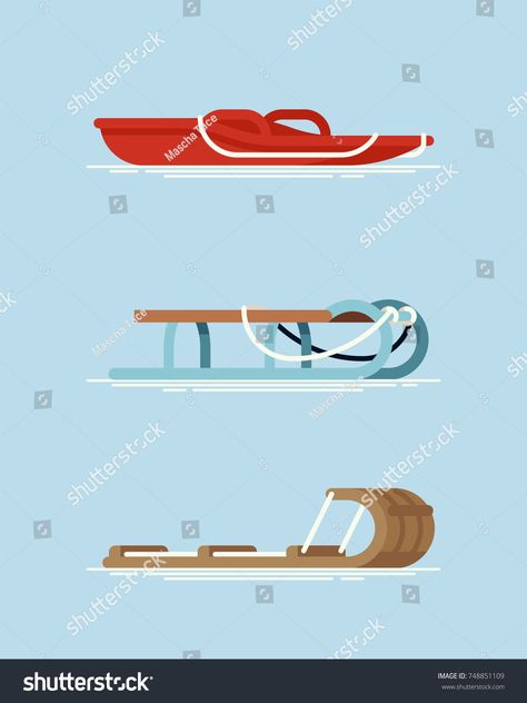 Set of different types of snow sleds. Cool vector flat design on winter season recreational gear. Modern plastic, metal frame and wooden snow sleighs #Ad , #affiliate, #flat#vector#winter#design Sled Illustration, Snow Sleigh, Cool Vector, Snow Sleds, Snow Sled, Luge, Knight Art, Winter Design, Flat Vector