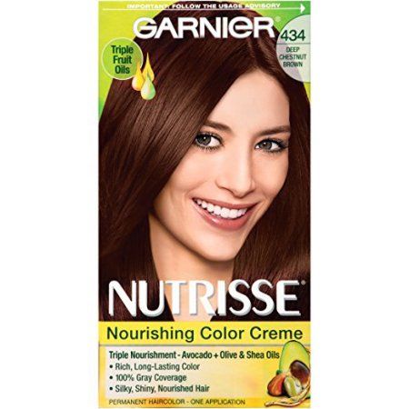 Chestnut Brown Hair Dye, Brown Black Hair Color, Garnier Hair Color, Hair Color Brown Chestnut, Chestnut Brown Hair, Buttery Blonde, Black Brown Hair, Brown Hair Dye, At Home Hair Color