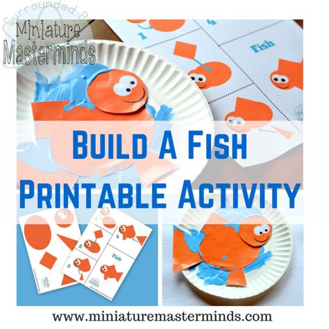 Build a Fish with Simple Shapes : Preschool Printable Activity Shape Fish Craft, Fish Preschool Activities, Fish Preschool, Ocean Animals Preschool, Ocean Theme Preschool, Fish Craft, Everyday Crafts, Fish Theme, Fish Activities