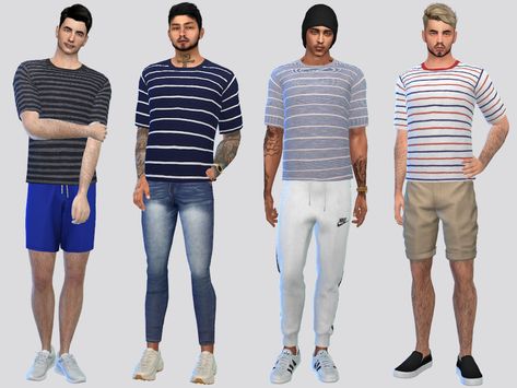 Sims 4 Cc Male, Sims 4 Male Clothes, Trench Coat Fall, Male Clothing, Sims 4 Toddler, Adidas Tee, Athletic Sweatshirts, Mens Stripes, Sims 4 Clothing