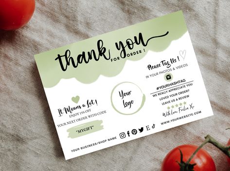 Small Business Thank You Card Template, Printable Insert Card 9 by Friti Aulia Card Templates Printable, Thank You Card Design, Custom Thank You Cards, Business Thank You Cards, Business Thank You, Thank You Card Template, Appreciate You, Template Printable, Card Template