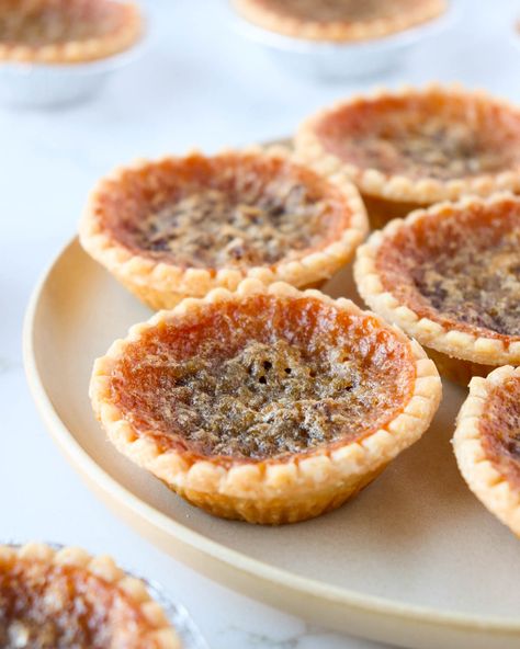 Canadian Butter Tarts (with frozen tart shells) - Knead Some Sweets Frozen Tart Shell Recipes, Butter Tarts With Raisins, Butter Tarts No Corn Syrup, Tenderflake Tart Shell Recipes, Butter Tart Filling Recipe, Canadian Butter Tarts Recipe, Tart Shell Filling Ideas, Butter Tarts Filling Recipe, Butter Tarts Canadian