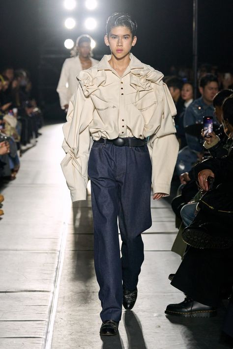 Tanaka Tokyo Fall 2024 Fashion Show | Vogue Gender Fluid Fashion, Fall 2024 Fashion, Fall Shows, Denim Corset, Runway Looks, 2024 Fashion, Yohji Yamamoto, Save Image, 2024 Collection