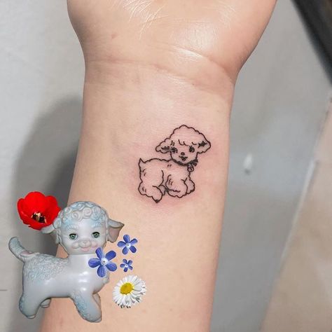 Lamb Tattoo, Cute Tats, Poke Tattoo, Dainty Tattoos, Aesthetic Tattoo, Dream Tattoos, 문신 디자인, Dope Tattoos, Small Tattoo