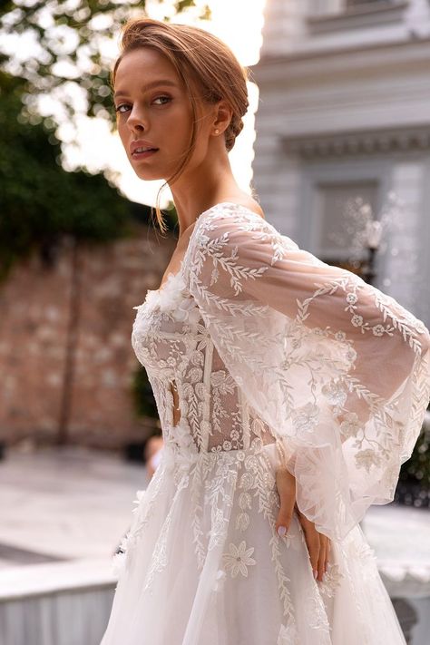 Eyelet Wedding Dress, Daria Karlozi, Bridal Closet, Traditional Gowns, Long Sleeve Wedding Dress Lace, Ivory Bridal, White Tulle, Fashion Group, Tulle Wedding Dress