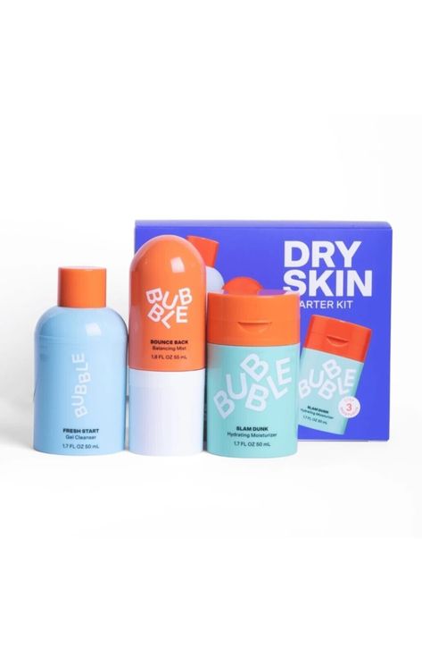 Bubble Skincare 3-Step Hydrating Routine Bundle, for Normal to Dry Skin, Unisex,. Skin Care Bundles Ideas, Skincare Products Bubble, Bubble Dry Skin, Bubble Skincare Set, Bubble Skincare For Kids, Skin Care Stuff, Bubble Skin Care, Skincare Dry Skin, Teen Skincare Routine