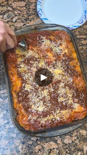 25K views · 723 reactions | Extra easy lasagna! | Extra easy lasagna! | By Kim J | Hamburger meat that we're
going to brown. Oh wow. Get this all browned up for some
easy lasagna. Oh nice. Okay now we're going to add it
twenty-four ounce of Prego. Gonna let that heat thoroughly. Okay now we're going to go over
to the bar and we're going to pour half of this into our nine
by 13 dish. Mm. Don't let me slap it on you. You're going to
take lasagna noodles unbaked. Mm. What said. And you're
going to lay three of them down. It's about the size of
the Then you're going to take your ricotta cheese. Looks
kind of like pudding. You're going to half half of your
ricotta. We're going to put it on our noodles. Well it looks
really good. Well you know I've never used this. Uh how do you
y'all how do you Cheese Mozzarella, Lasagna Noodles, Hamburger Meat, No Noodle Lasagna, Ricotta Cheese, The Bar, Ricotta, Lasagna, Don't Let