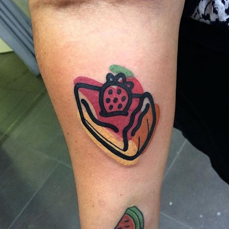 STRAWBERRY CHEESECAKE DESTRUTTURATA. Ultimo pezzo @torinotattooexpo grazie Valentina. #art #classictattoo #tattooart #ink #tattooartist #realtattoos #tattoo #inkedmag #traditional #tatuaje #traditionaltattoo #oldschool #oldschooltattoo #bestofcountry #tattooartists #WTT #tattooersubmission #tattooarmadasubmission #tattoo_art_worldwide #teamforklift #TAOT #Equilattera #tattoos #TattooistArtMagazine #tattrx #TTTpublishing #tattoodo #tattoos #inked #sangbleupublishingo Cheesecake Tattoo, Faith Tattoo On Wrist, Strawberry Tattoo, Dragon Tattoo Back Piece, Roman Numeral Tattoos, Hamsa Tattoo, Cool Arm Tattoos, Japanese Dragon Tattoos, Body Suit Tattoo