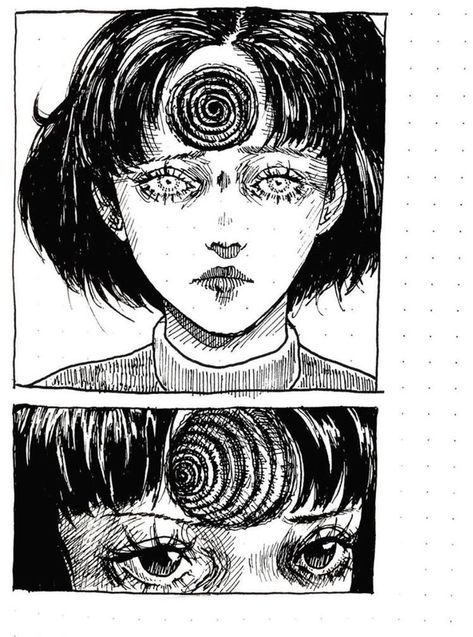 Junji Ito Sketch, Horror Art Sketch, Tomie Sketch, Comic Style Tattoo, Junji Ito Drawing, Creepy Art Style, Junji Ito Art, Junji Ito Collection, Black Drawing