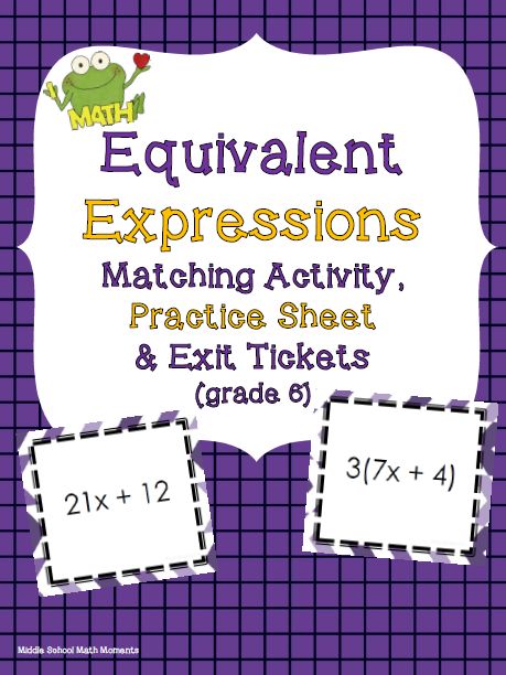 Math Lesson – “Equivalent Expressions Matching Activity, Problem Sheet, and Exit Tickets": The matching activity is a quick, interactive way for students to practice identifying equivalent expressions. There are 18 sets of cards, which can all be used together or could be split into smaller groups of sets, depending on your need. Also included are a practice sheet and exit tickets.$ Equivalent Expressions, Solving Inequalities, Job Success, Instructional Materials, Envision Math, Simplifying Expressions, Interactive Student Notebooks, Middle School Math Teacher, Math Answers