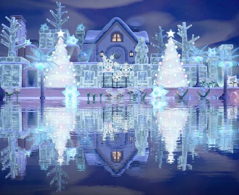 Winter Wonderland Acnh, Acnh Frozen Design, Winter Animal Crossing Island, Acnh Winter Beach Ideas, Animal Crossing Winter Island, Acnh Winter Island, Winter Acnh, Acnh Winter, Acnh Christmas