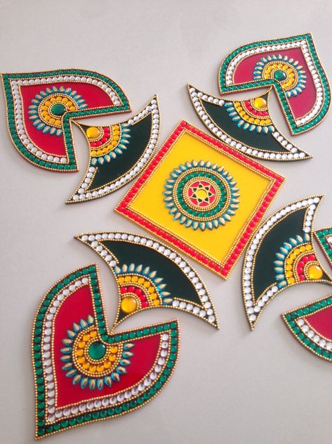 Mdf Rangoli Cutout, Rangoli Patches Design, Mdf Rangoli Designs, Mirror Rangoli, Acrylic Rangoli Designs, Handmade Rangoli, Designer Rangoli, Rangoli Drawing, Diya Designs