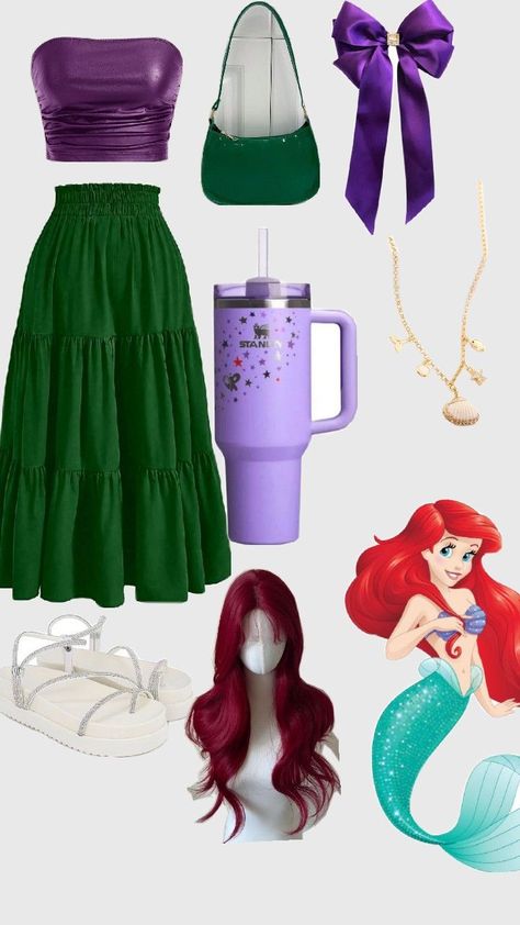 Ursula Inspired Outfit, Ariel Costume Women, Ariel Outfit, Ariel Disneybound, Little Mermaid Outfit, Ariel Costume, Ariel Costumes, Little Mermaid Costume, Costume Women