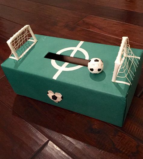 Valentine's box soccer field Diy Valentines Box, Valentine Boxes For School, Kids Valentine Boxes, Valentine Card Box, Valentines Box, Valentine Mailbox, Valentine Day Boxes, Homemade Valentines, Valentines School