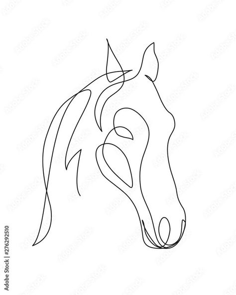 Single Line Horse Tattoo, One Line Horse Tattoo, Horse Tatoos Ideas, Horse Outline Drawing, Minimalist Horse Tattoo, Simple Horse Tattoo, Line Drawing Horse, Horse Line Drawing, Line Art Horse