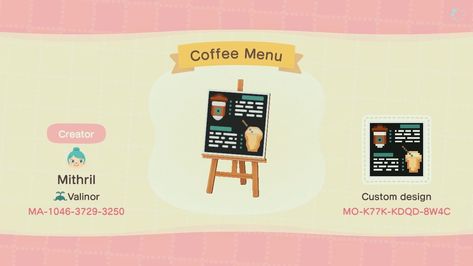 Animal Crossing Coffee, Animal Crossing Cafe, Bear Island, Starbucks Design, Stall Signs, House Decals, Animal Crossing Memes, Animal Crossing Guide, Animal Crossing Qr Codes Clothes