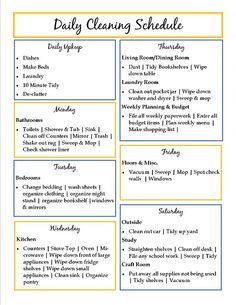 Cleaning schedule Car Cleaning Schedule, House Cleaning Schedule, Daily Cleaning Schedule, Daily Organizer, Dusting Spray, Clean Baking Pans, Clean House Schedule, Cleaning Stuff, Messy House